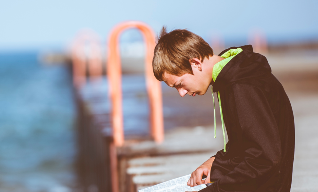 Young boy reading